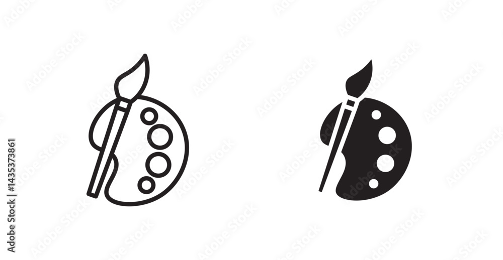 Artist color palette icons. Vector isolated elements concept