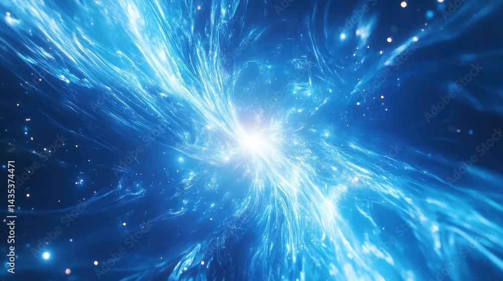 Fototapeta premium celestial burst blue nebula cosmic energy