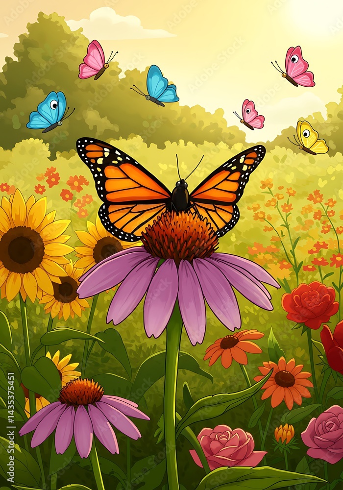 Monarch's Majesty: Summer Bloom AI Generated Monarch's Majesty: Summer Bloom AI Generated