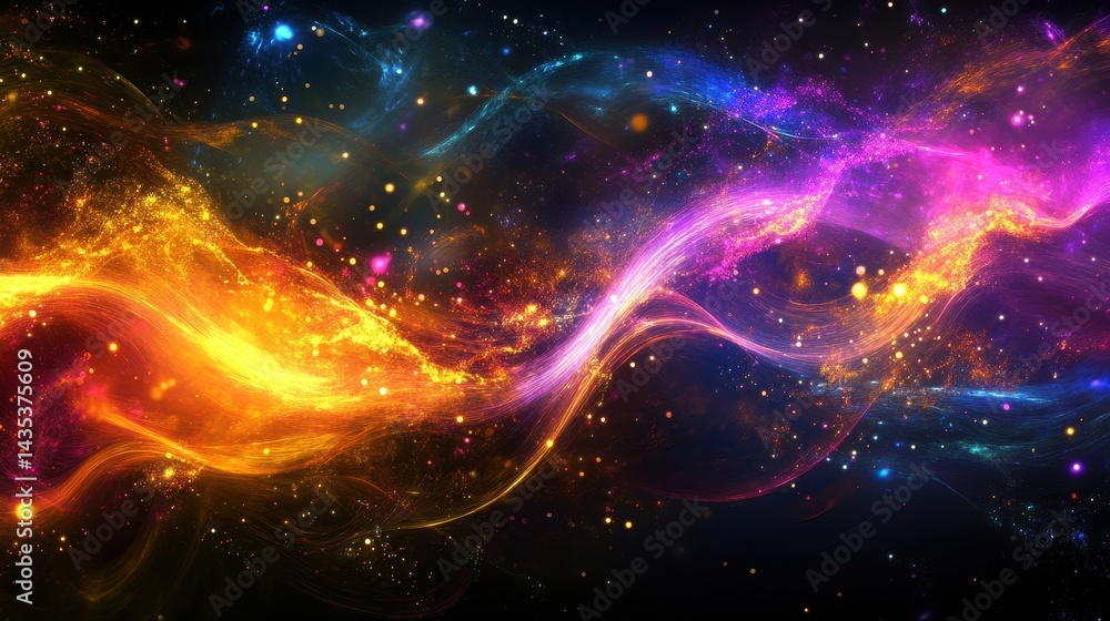 Fototapeta premium cosmic nebula vibrant galaxy energy waves