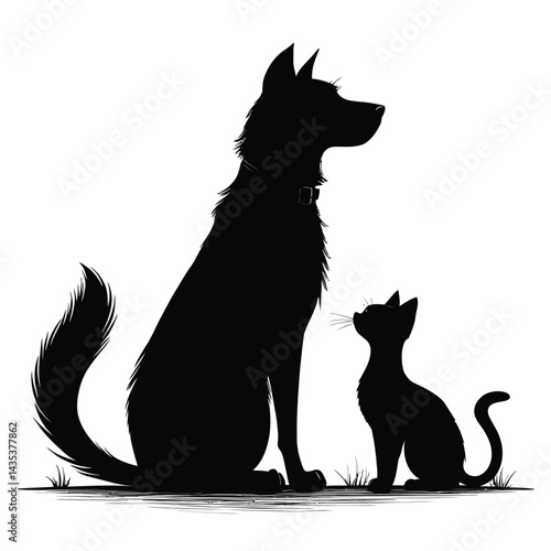  Cats And Dogs Sitting Silhouette Vector EPS 