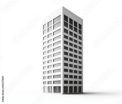 Wallpaper Mural Modern Architectural Rendering of a Minimalist, Rectangular High-Rise Office Building on a White Background for Design Presentation. Torontodigital.ca