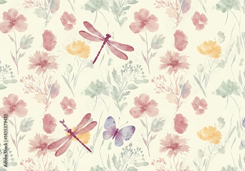 Wallpaper Mural Watercolor Meadow Dreams AI Generated Torontodigital.ca