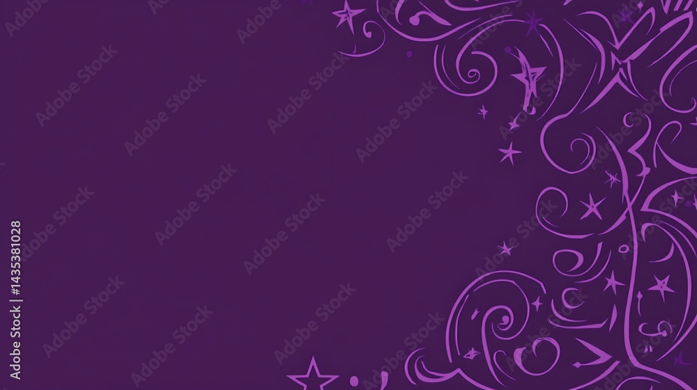 Purple Swirls with Stars, and Background. Purple Swirls with Stars, and Background.