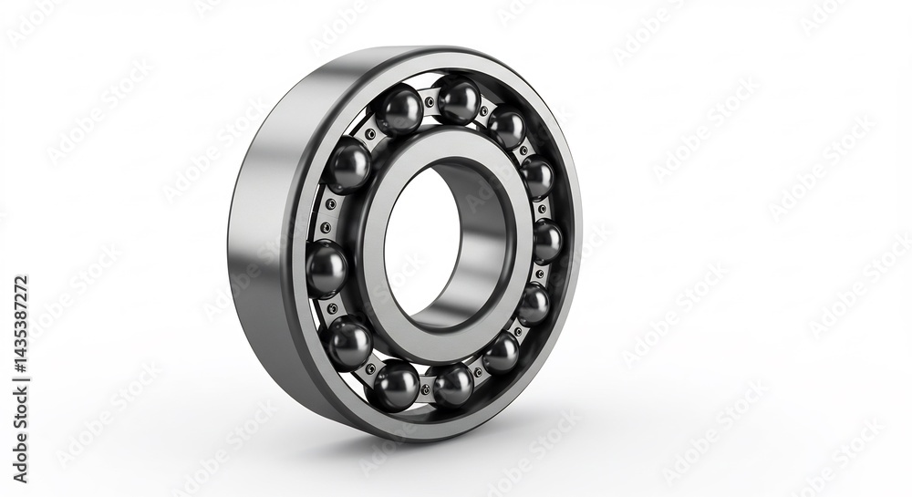 Close-up of a Metal Ball Bearing on White Background Close-up of a Metal Ball Bearing on White Background