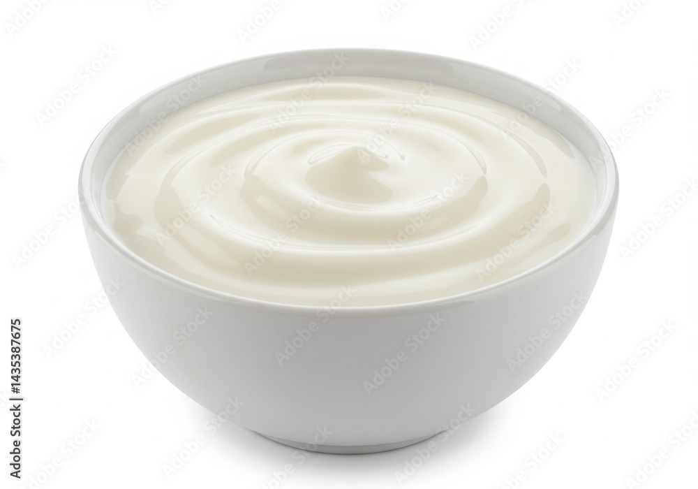Bowl of creamy yogurt, isolated on white background Bowl of creamy yogurt, isolated on white background