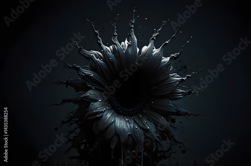 Elegant black flower on a dark background, symbolizing mystery, beauty, and sophistication — perfect for modern, minimalistic, and artistic designs.