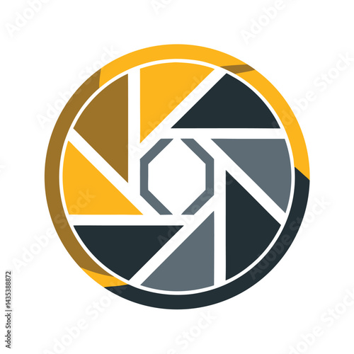 Professional minimalist logo representing a commercial photography brand featuring geometric shapes and vibrant colors designed to capture the essence of photography artistry