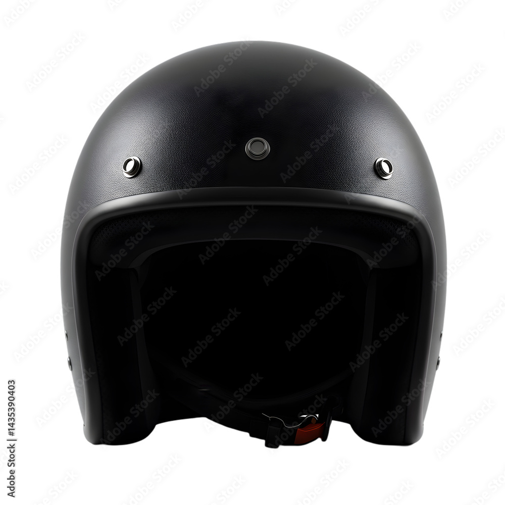 Fototapeta premium Classic Motorcycle Helmet: Safety Gear, Black Leather, Transparent Background