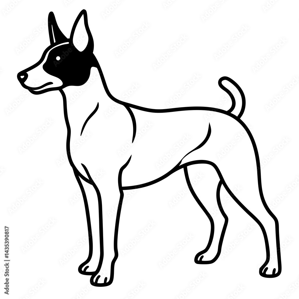 Minimal Basenji Dog Vector on White Minimal Basenji Dog Vector on White