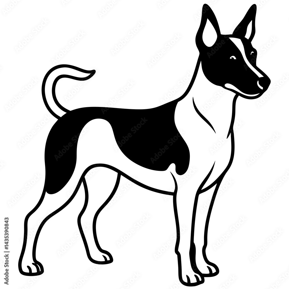 Fototapeta premium Minimal Basenji Dog Vector on White