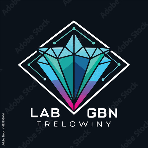 Modern and innovative clean logo design representing lab grown diamonds technology in a sleek geometrical style