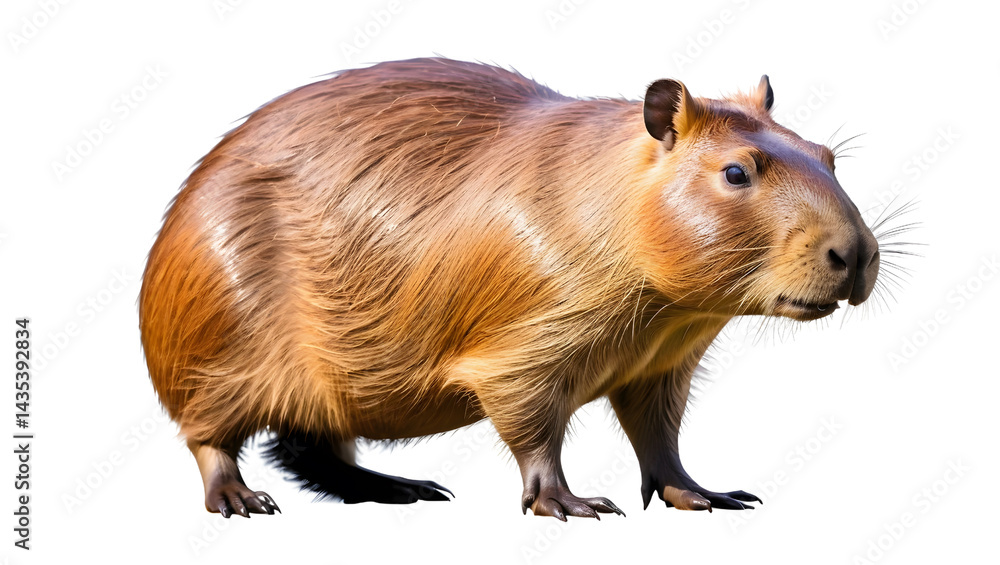 Capybara in Natural Habitat, Cute Rodent with Soft Fur and Whiskers Capybara in Natural Habitat, Cute Rodent with Soft Fur and Whiskers