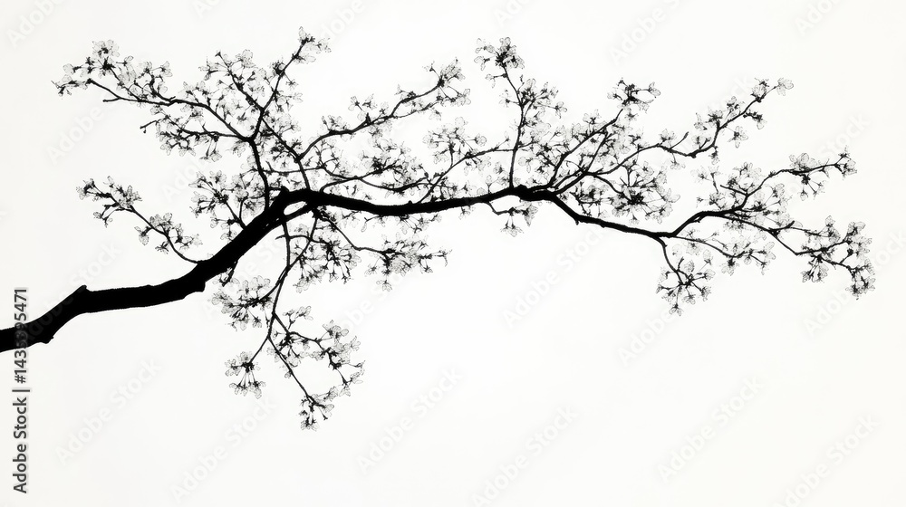 Obraz premium Silhouetted Branch Against White Background