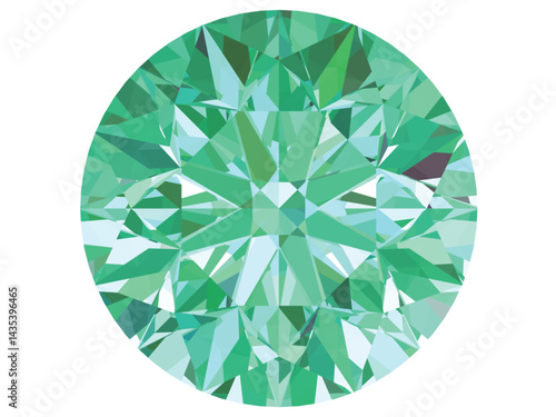 Mint green gemstones of Paraiba Tourmaline and mint color diamond vector round cut gems