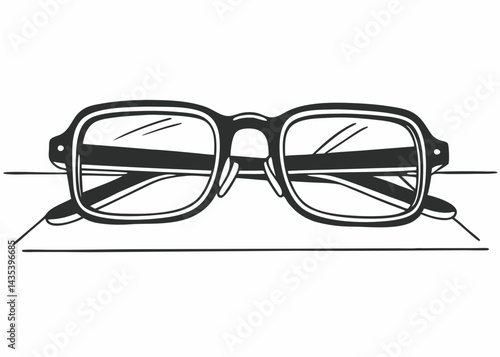 Illustration of glasses. Simple line drawing. Sunglasses.