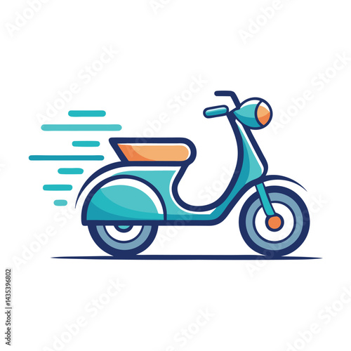 Innovative logo design for a modern electric scooter sharing service showcasing a vibrant, clean scooter in motion with a stylized speed effect