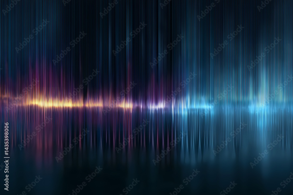 Abstract Neon Light Streaks Background with Glowing Vertical Lines and Reflective Surface Abstract Neon Light Streaks Background with Glowing Vertical Lines and Reflective Surface