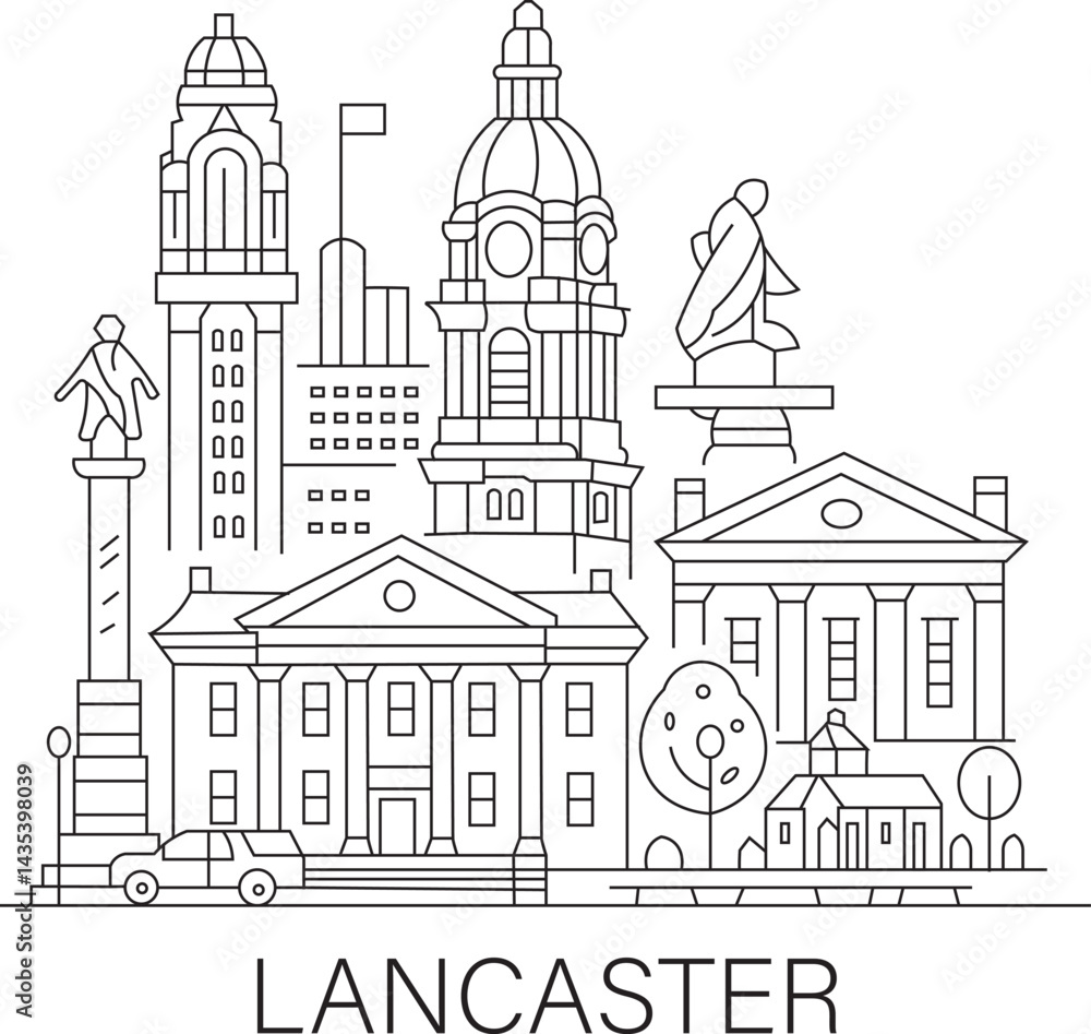Lancaster City Line Draw Simple Minimalist Lancaster City Line Draw Simple Minimalist