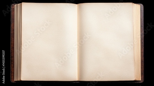 An open book with blank pages.