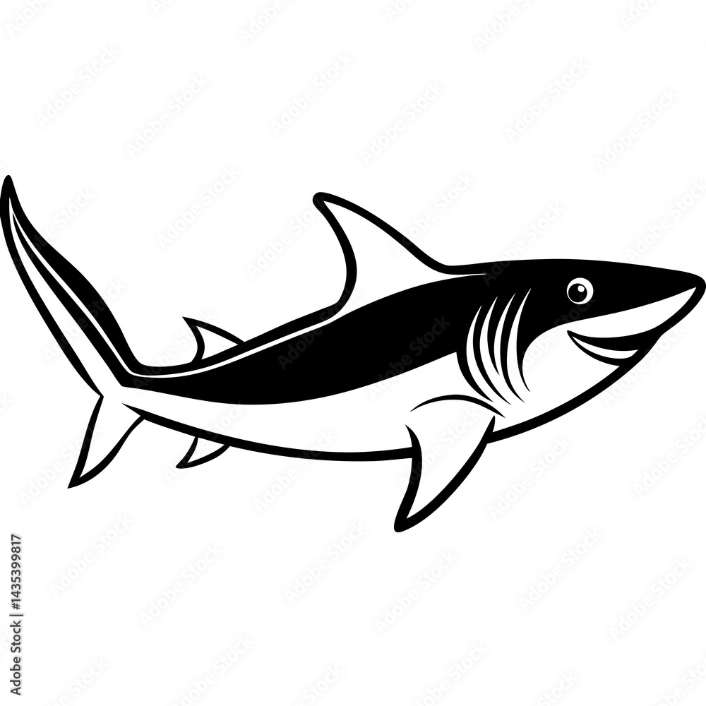 Naklejka premium Minimal Basking Shark Vector on White