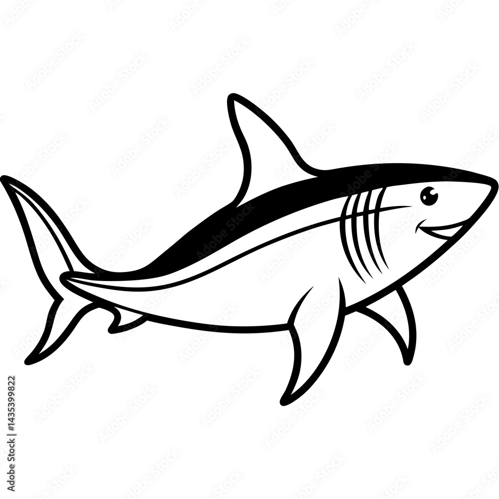 Obraz premium Minimal Basking Shark Vector on White