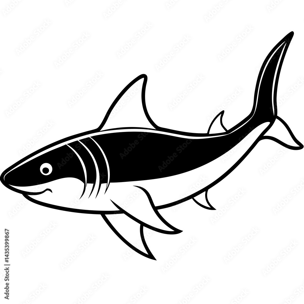 Fototapeta premium Minimal Basking Shark Vector on White