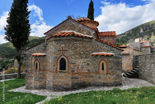 Historic stone church of Zoodochos Pigi in Stemnitsa village, Arcadia, Greece