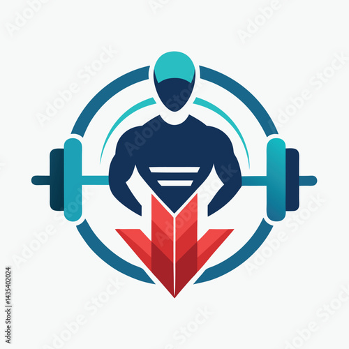 Minimalist logo design showcasing a muscular figure with weights representing a personalized fitness platform for health enthusiasts striving for improvement