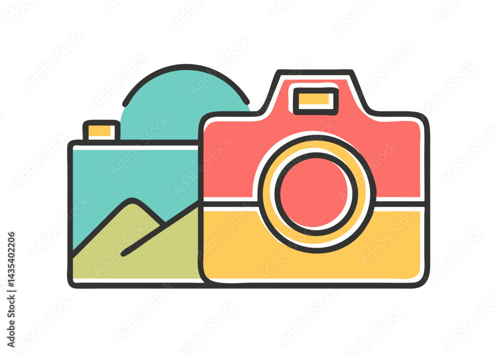 Minimalist illustration of a camera. Simple. Icons. Minimalist illustration of a camera. Simple. Icons.