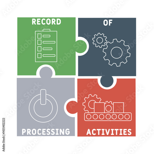 ROPA - Record of Processing activities acronym. business concept background. vector illustration concept with keywords and icons. lettering illustration with icons for web banner, flyer, landing	