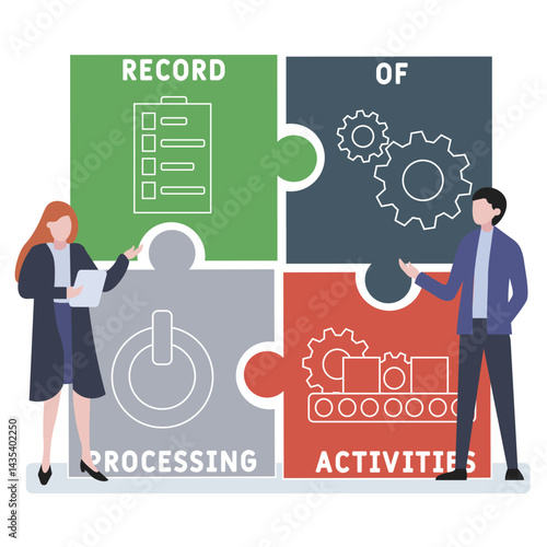 ROPA - Record of Processing activities acronym. business concept background. vector illustration concept with keywords and icons. lettering illustration with icons for web banner, flyer, landing	
