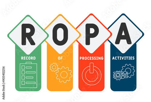 ROPA - Record of Processing activities acronym. business concept background. vector illustration concept with keywords and icons. lettering illustration with icons for web banner, flyer, landing