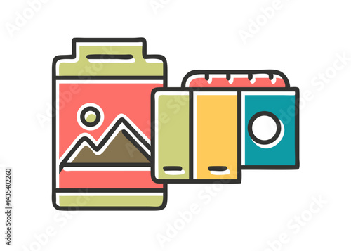 Minimalist illustration of a camera. Simple. Icons.