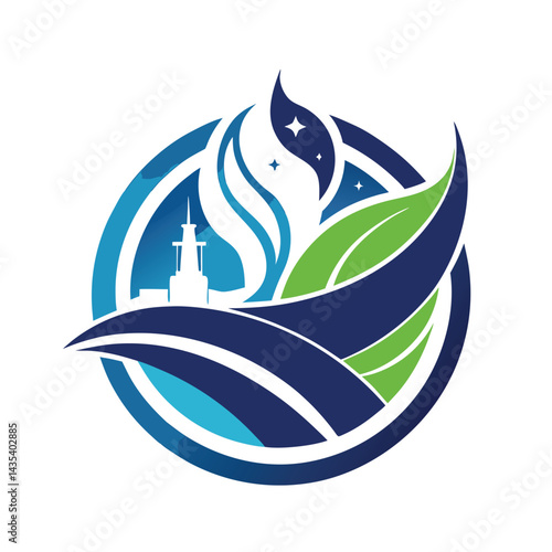 Elegant logo design representing a space manufacturing company with harmonious colors and modern elements that reflect innovation and sustainability in the aerospace industry