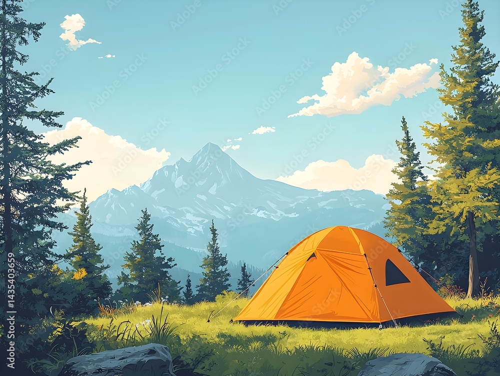 Serene Forest Camping with Mountain View Serene Forest Camping with Mountain View