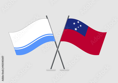 Altai and Samoa vector flags image with symmetry and wave