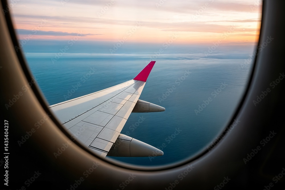 airplane concept wing seen through a porthole window concepto de ala de avión vista a través de un ojo de buey airplane concept wing seen through a porthole window concepto de ala de avión vista a través de un ojo de buey