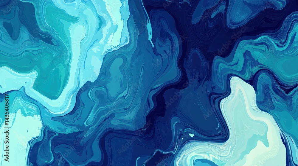 Vibrant swirls of blue and teal paint create an abstract design. Vibrant swirls of blue and teal paint create an abstract design.