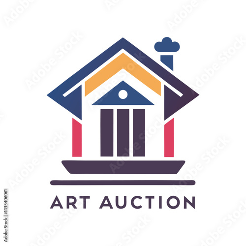 Prestigious minimalist logo design for an art auction house showcasing modern and artistic elements with a focus on creativity and elegance