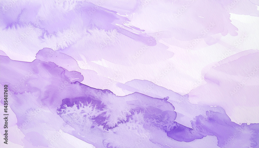 Fototapeta premium Watercolor painting with soft brushstrokes in pastel purple tones, dreamy and relaxing. Hand drawn