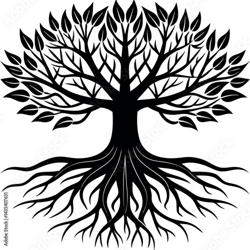 Root Silhouette Vector | Underground Plant Base, Natural Shape & Growth