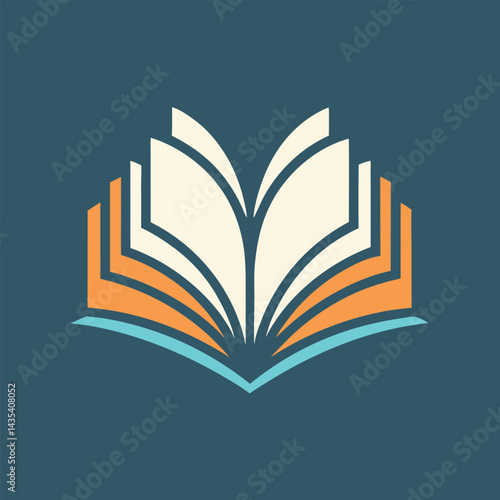 Minimalist logo design featuring a stylized open book with vibrant colors representing a book publisher focusing on literary works