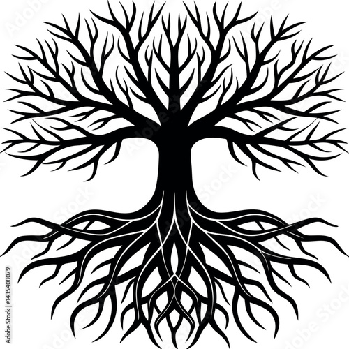 Root Silhouette Vector | Underground Plant Base, Natural Shape & Growth