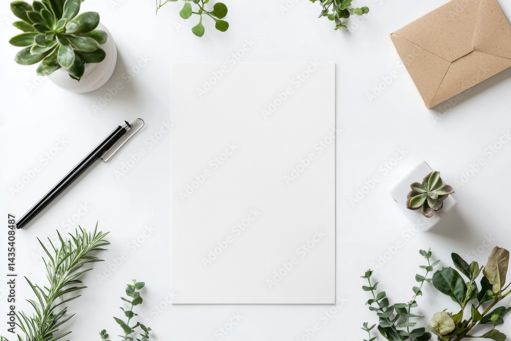 Blank White Paper Mockup on White Background