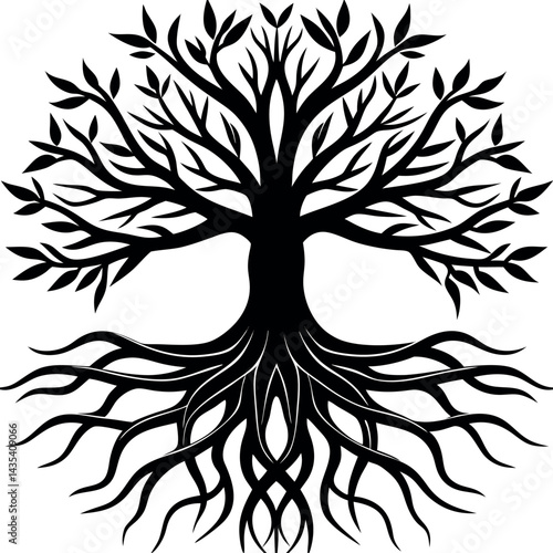 Root Silhouette Vector | Underground Plant Base, Natural Shape & Growth
