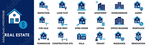 Real Estate icon collection set. Containing design home, investment, real estate, house, property