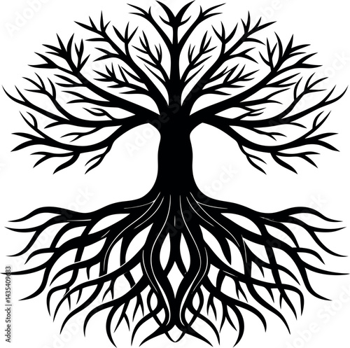 Root Silhouette Vector | Underground Plant Base, Natural Shape & Growth