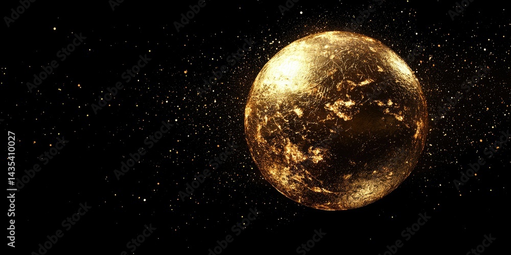 golden globe floating in space, glowing like a celestial body in the cosmos golden globe floating in space, glowing like a celestial body in the cosmos