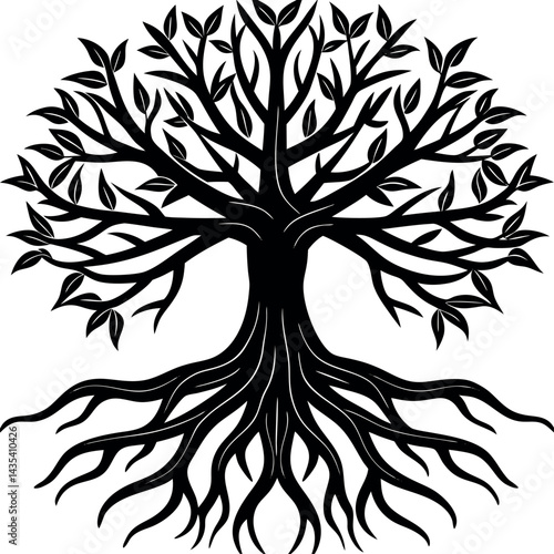 Root Silhouette Vector | Underground Plant Base, Natural Shape & Growth